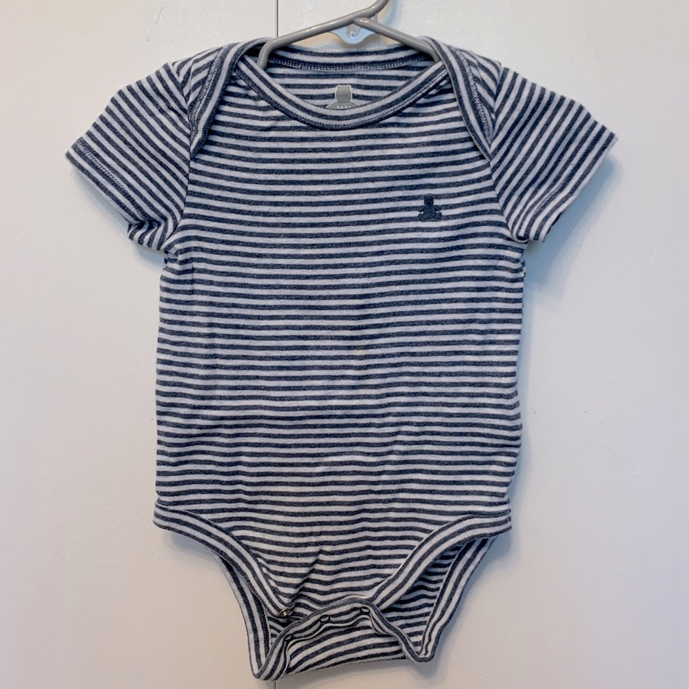 Baby Gap blue and white stripped onesie